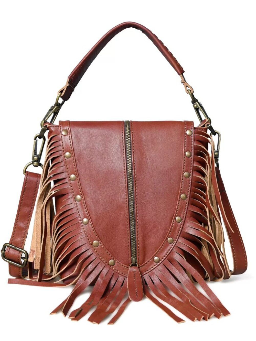 All Leather Western Fringed Shoulder Bag by SHARO
